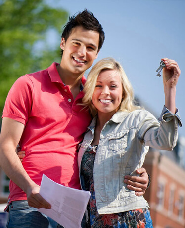 Young couple after acquiring new home in Amsterdam